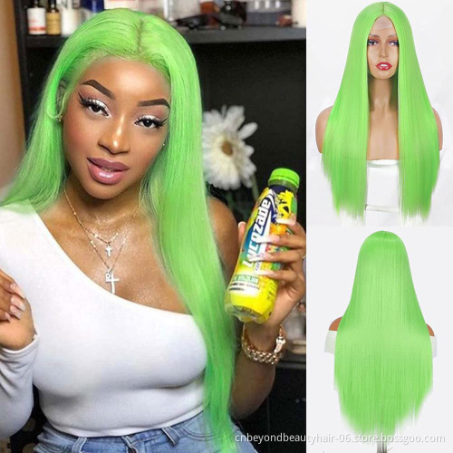 Highlights Blonde Wig Synthetic Long Straight Hair Middle Part Heat Resistant Full Cheap Synthetic Hair Wig With Lace Front